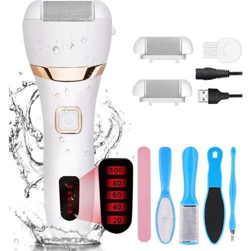 Electric Foot Callus Remover, 8-in-1 Rechargeable, Professional Foot Pedicure Kit, Waterproof Hard Skin Remover （white)
