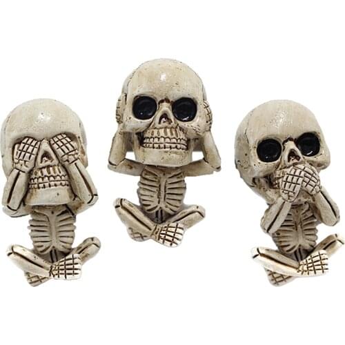 3 Piece Skull Statue Car Air Vent Clip Mount Skeleton Figurine Air Freshener