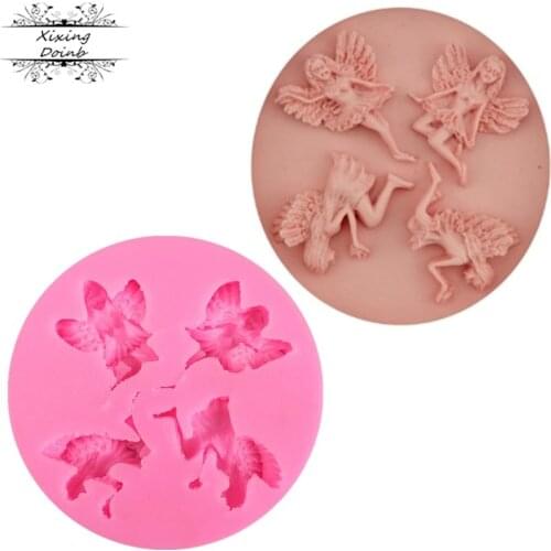 DIY four angel girl modeling cake modeling tool candy craft decoration kitchen accessories silica gel mold