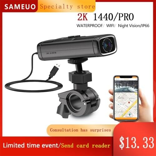 Motorcycle Camera 2K DVR Video Recorder Dash Cam Moto 1440P 2K Helmet Bike Dash Camera IP66 Built-in WIFI APP Control