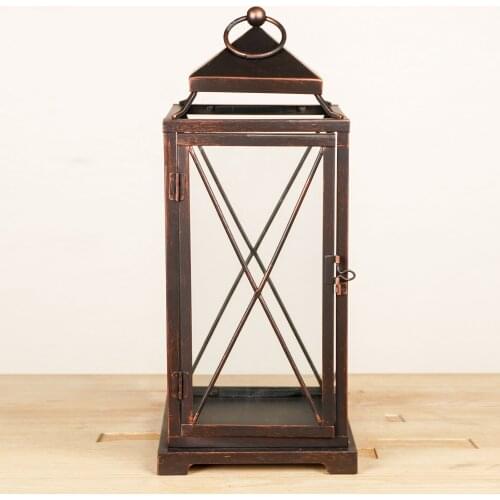 Creative Candle Lantern Candle Holders Black Metal Glass Paneled Tabletop Lanterns for Outdoor & Indoor Use Hanging Decoration