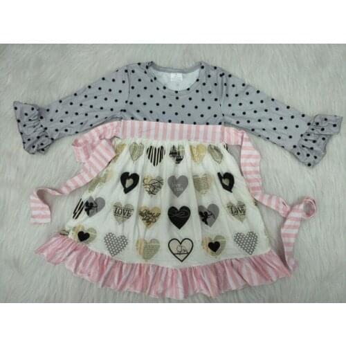 Girls cute Polka dots long sleeve Valentines Day dress