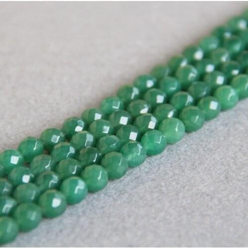Min Order1)8mm wholesale NEW faceted light Green beads chalcedony beads Round DIY Beads stones 15" Jewelry making design