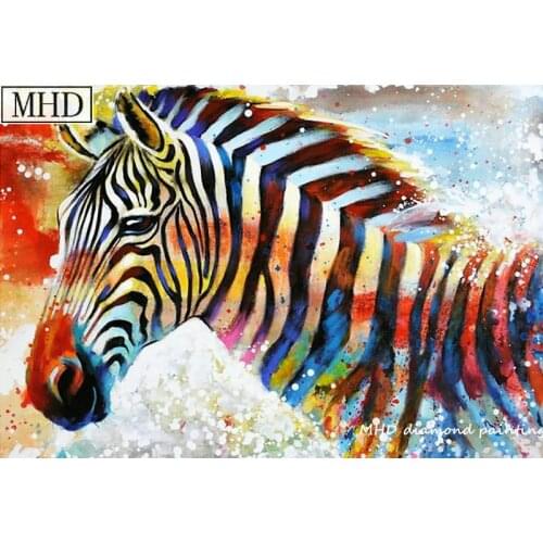 MHD Full Square / Round 5D DIY Diamond Painting Color Zebra Animal New 3d Diamond Embroidery Mosaic Cross Stitch Decoration Kit
