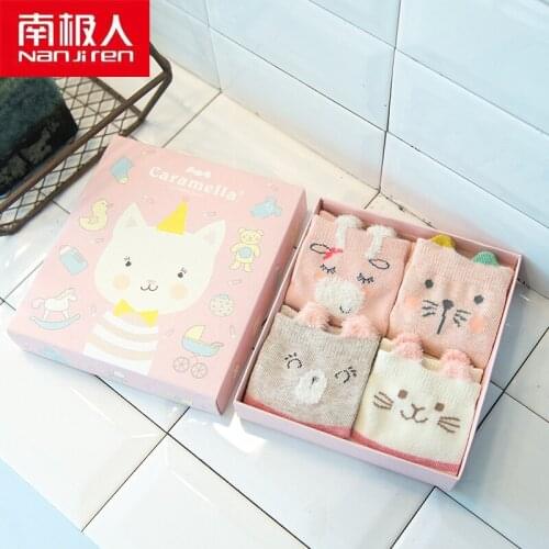 NANJIREN Children Clothing Childrens Socks Colorful Breathable Cartoon Kids Socks 4 Packs Casual Cotton Socks