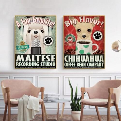 Nordic Wall Picture Living Room cute dog animal retro music label Wall Art Baby room Decoracion accessories modern Cuadros