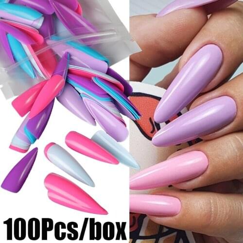 Solid Color Matte Nail Tip Coffin Long Ballet Fake Nails Fake Nails Press on Nails Long Artificial Nails Nail Art Extension Tool