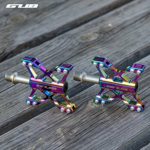 GUB Color electroplating 3 Bearings Mountain Bike Pedals Platform Bicycle Flat Alloy Pedals Pedals Non-Slip Alloy Flat Pedals