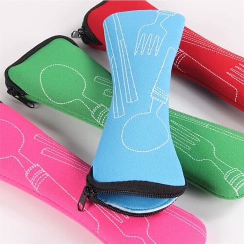 Portable Tableware bag cutlery bag Dinner Set Travel packaging storage box Dinnerware picnic fork spoon bag Organize with Zipper
