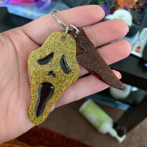 Q39C Halloween Skull Ghost Earrings Epoxy Resin Mold Keychain Pendant Silicone Mould