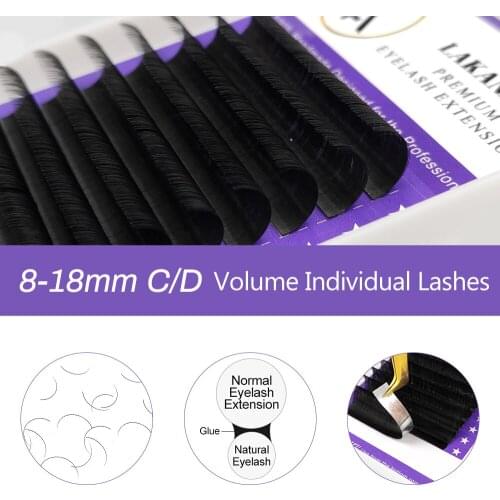 LAKANAKU 8-18mm All Size Eyelash Extension Matte Volume Mega Lashes Tray Mink Cilios Vendor for Eye Beauty Makeup