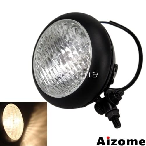 Retro Motorcycle Black Head Light Lamp H4 Headlight For Harley TRI XS650 Bobber Chopper Cafe Racer Vintage Headlamp
