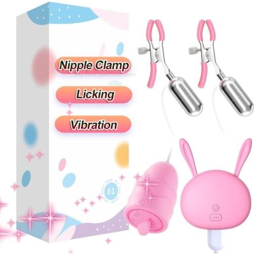 Sex Shop Nipple Clamp Tongue Licking Rotating Breast Stimulation Bra Massager Famale Masturbador Vibrator Sexy Toys For Women