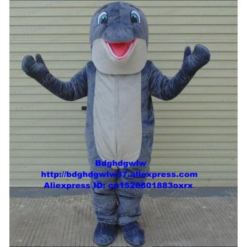 Grey Dolphin Porpoise Sea Hog Delphinids Whale Cetacean Mascot Costume Adult Character Welcoming Banque High Street Mall zx1188