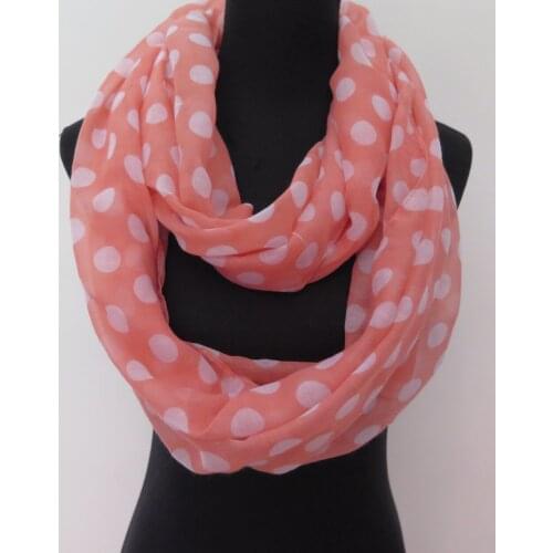 10pcs/lot Polka Dot Print Womens Loop Infinity Scarf, Free Shipping