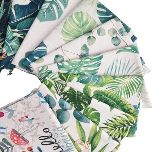 Width 180cm Wholesale Upholstery Sofa Thick Linen Cotton Old Coarse Cloth Floral Prints Diy Curtain Canvas Fabric