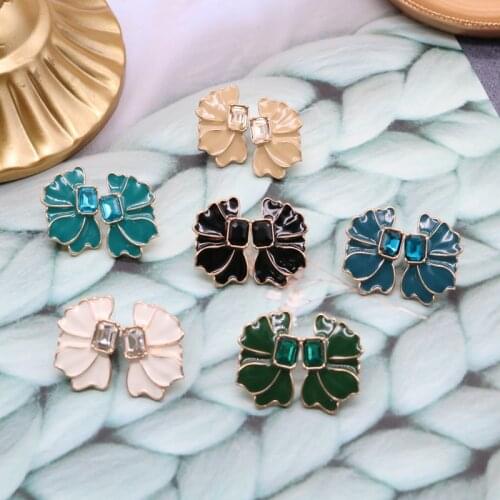 Symmetrical Petal Square Glass Stone Earrings Drip Glaze Retro Brincos Party Accessories For Women Girls Gifts