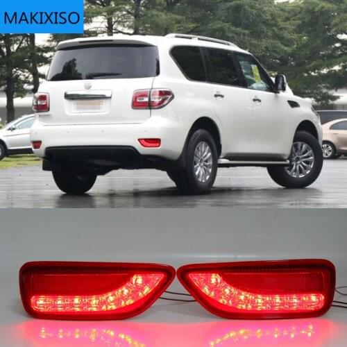 LED Dynamic Turn Signal For Nissan Patrol Y62 2014-2019 Multi-function Rear Fog Lamp Bumper Light Auto Brake Light Reflector 2PC