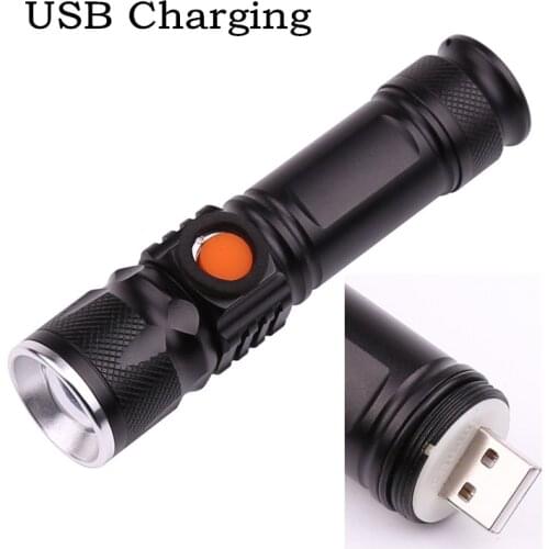 LED Zoom flashlight USB Rechargeable torch flashlight Waterproof lamp lanterns Built-in battery for Camping Bicycle XML-T6