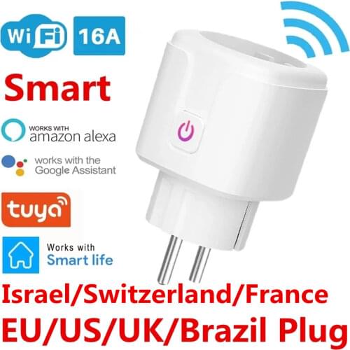 Smart Plug WiFi Socket EU Israel 16A Power Monitor Timing Function Tuya SmartLife APP Control Works With Alexa Google Assistant