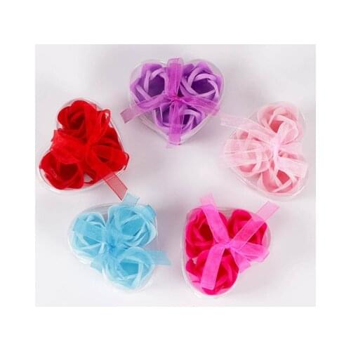 Heart Shaped Artificial Rose Soap Flower Bath Body Soap Romantic Souvenirs Valentines Day Gift Wedding Favor Party Decor