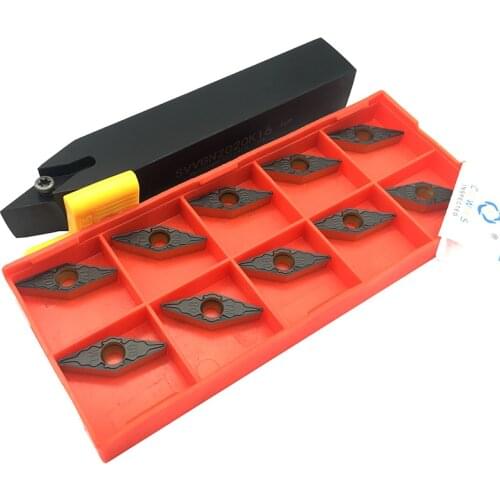 10PCS VBMT160404 / VBMT160408 TM PC4225 Carbide Inserts + 1PC SVVBN2020K16 Tool Holder CNC Lathe Tools External Turning Tool Set