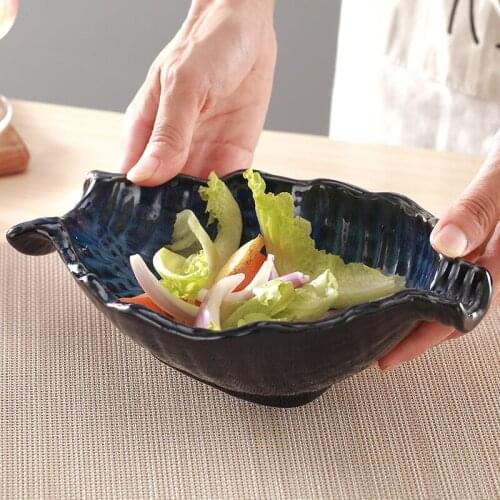 Kiln change Japanese tableware Hotel tableware special restaurant ceramic tableware shaped fruit salad bowl vegetable bowl