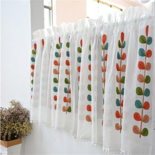 Rural Lace Jacquard Window Curtain Valance Dust-proof Short Curtain For Kitchen Cabinet Door Bedroom Home Decor
