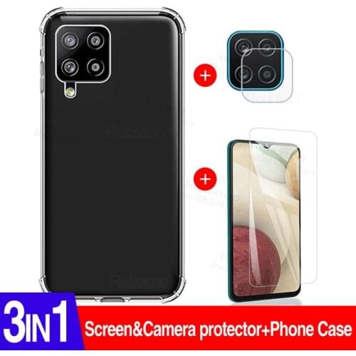 3in1 case protective glass for samsung a12 Glass lens screen Protector for samsung galaxy a12 a 12 film phone bumper cover coque