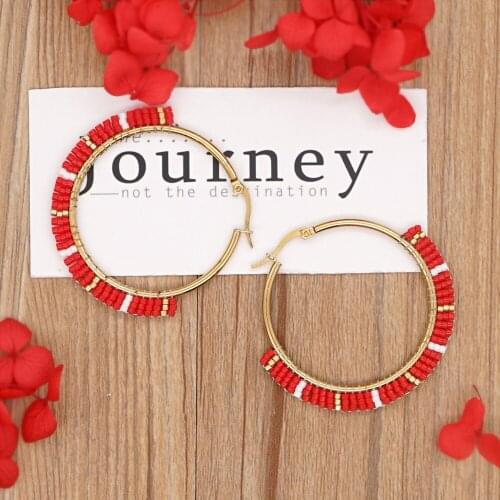Go2Boho Beaded Ear Ring Women Miyuki Hoop Earrings Stainless Steel Earrings Jewelry Gift for Her 2021 Trendy Handmade Pendientes