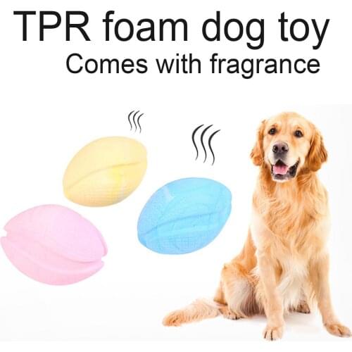 Dog Teeth Toy Dog Toothbrush Cleaning Dog Teeth Toy Pet Dog TPR Foam Teether Rugby Macaron Color Milk Scented Chewing Molar Toy
