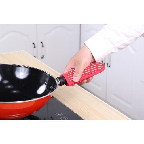 1PC Cast Iron Skillet Handle Cover Black and Red Pot Handle Sleeve Pan Hot Handle Holders Anti Scald Gloves Kitchen Tool