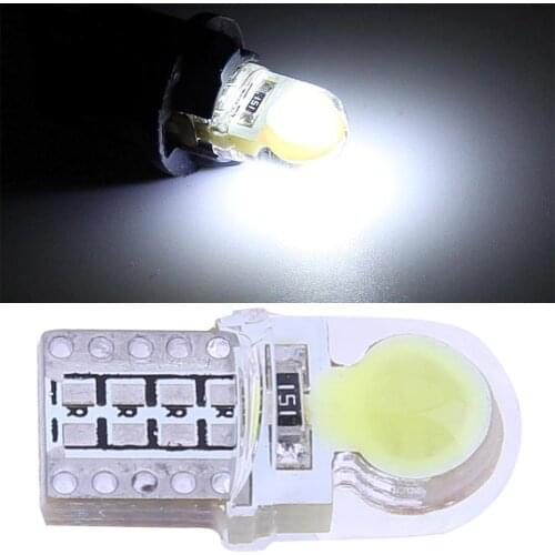10pcs 12V T10 W5W Width Indicator Silica Gel Bulb White LED Lamp COB Silicone Shell Car Turn Side Lamp Car Bubble Crystal Light