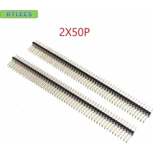 100pcs 2x50 P 1.27mm x1.27mm Pitch Pin Header dual row Straight Through Hole Male straight gold plated Rohs