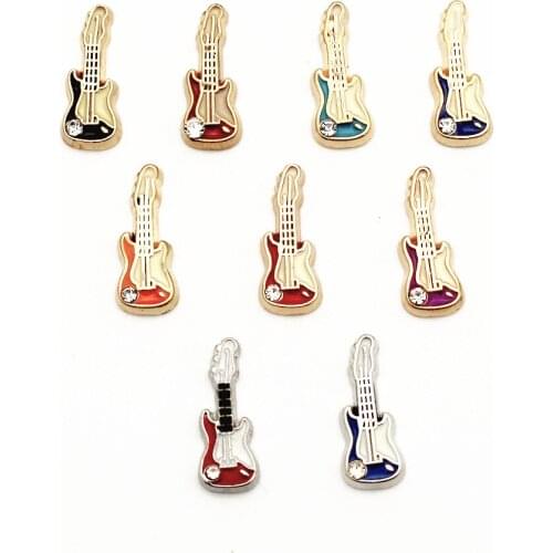20Pcs/Lot Mixed Color Guitar Floating Charms Hand-made DIY for Glass Lockets