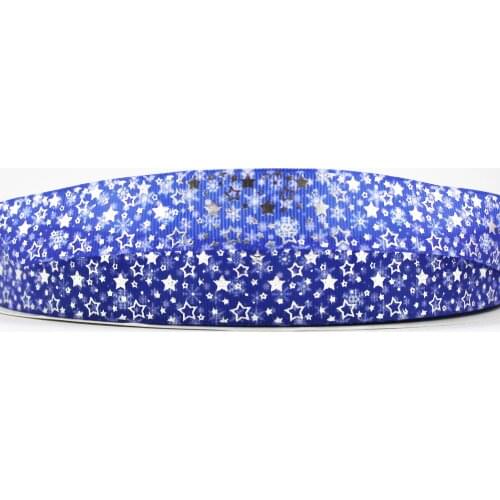 22mm silver foil snow printed glowing star ribbon Accessory hairbow headwear DIY handmade hair bows accessories 10/25/50 yards