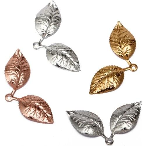 50pcs/lot 13x32mm Leaf Pendant Charms Vintage Metal Leaf Jewelry Findings for DIY Fashion Necklace Accessoires