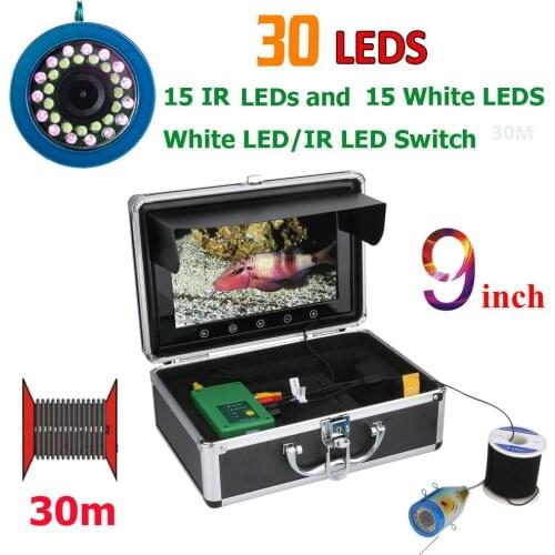 9 Inch 30M 1000TVL Fish Finder Underwater Fishing Camera 15pcs White LEDs + 15pcs Infrared Lamp For Ice/Sea/River Fishing