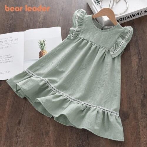 Bear Leader Girls Casual Dresses 2021 New Fashion Kids Girl Party Ruffles Cute Costumes Children Princess Lace Vestidos For 3-7Y