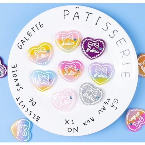 30pcs Glitter Gradient Color Heart Flatback Resin DIY Craft Supplies Kids Hair Accessories Jewelry Earring Decor Arts Materials