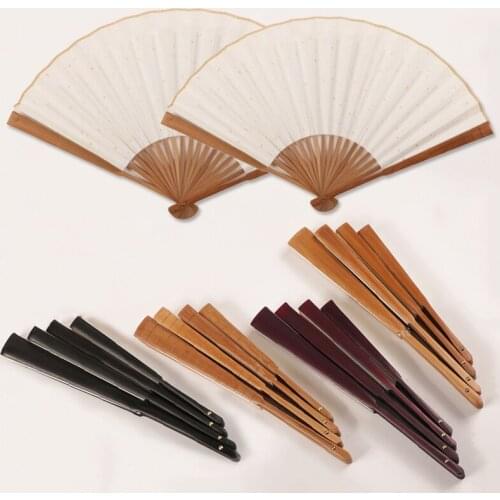 7/8/9/10 Inch Large Blank White Hand Fans Hollow Out Rice Paper Chinese Folding DIY Fan Painting Calligraphy Program Bamboo Fan