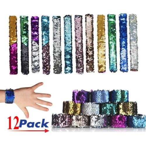 Free ship 6x12x24 kids child Mermaid Reversible Sequin slap Bracelets bracelet for girls girl party favor gift Christmas gifts