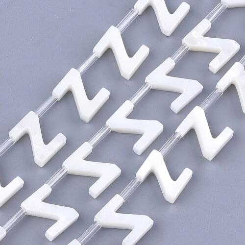 5pcs 10mm Natural White Freshwater Alphabet Shell Beads Top Drilled Letters Beads For Jewelry Making DIY Bracelet Accessories