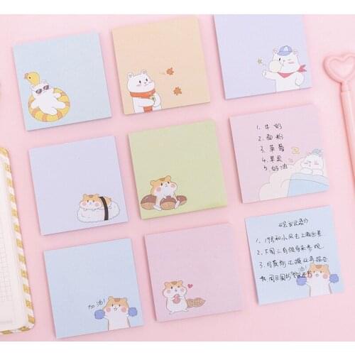 Four Seasons White Bear Hamster Memo Pad N Times Sticky Notes Escolar Papelaria School Supply Bookmark Label