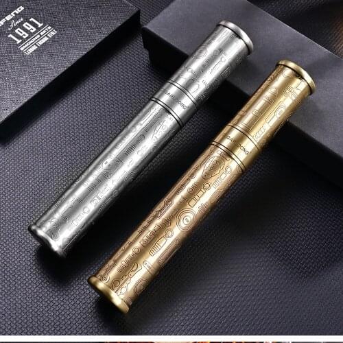 CIGARLOONG Cigar Tube Stainless Steel Engraved Single Cigar Moisturizing Case