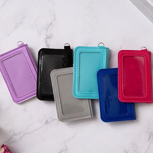 PU Leather ID Card Holder Horizon Style Student ID Pass Cover School Office Exhibition Badge HolderCardholder