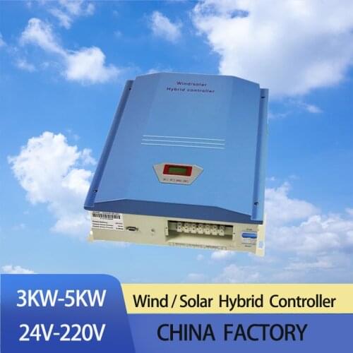 New Energy Generators 5000w 220 VDC Hybrid Wind Solar PWM Controller Dumpload Input Voltage LCD Practical Panel