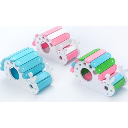 Hamster Wooden House Snail Design Colorful Play Hut Small Pets Hideout for Dwarf Hamster Cage Decor Water Proof 3 Color
