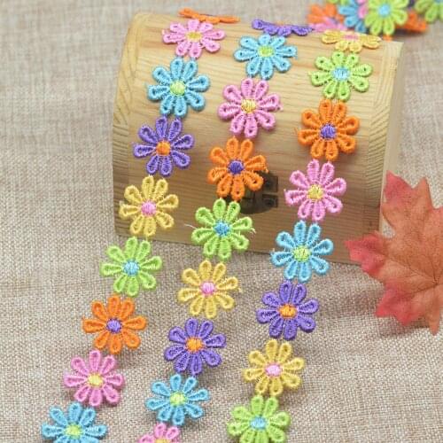 KALASO 2Yards Multicolor Flower Lace Trim Sewing Fabric Ribbon Edge Polyester Embroidery 2019 Home Decoration Diy Craft Supplies