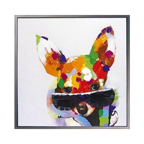 Oil Painting Hand Made Cute Dog Picture Abstract Animal Paintings for Living Room Wall Modern Paintings on Canvas